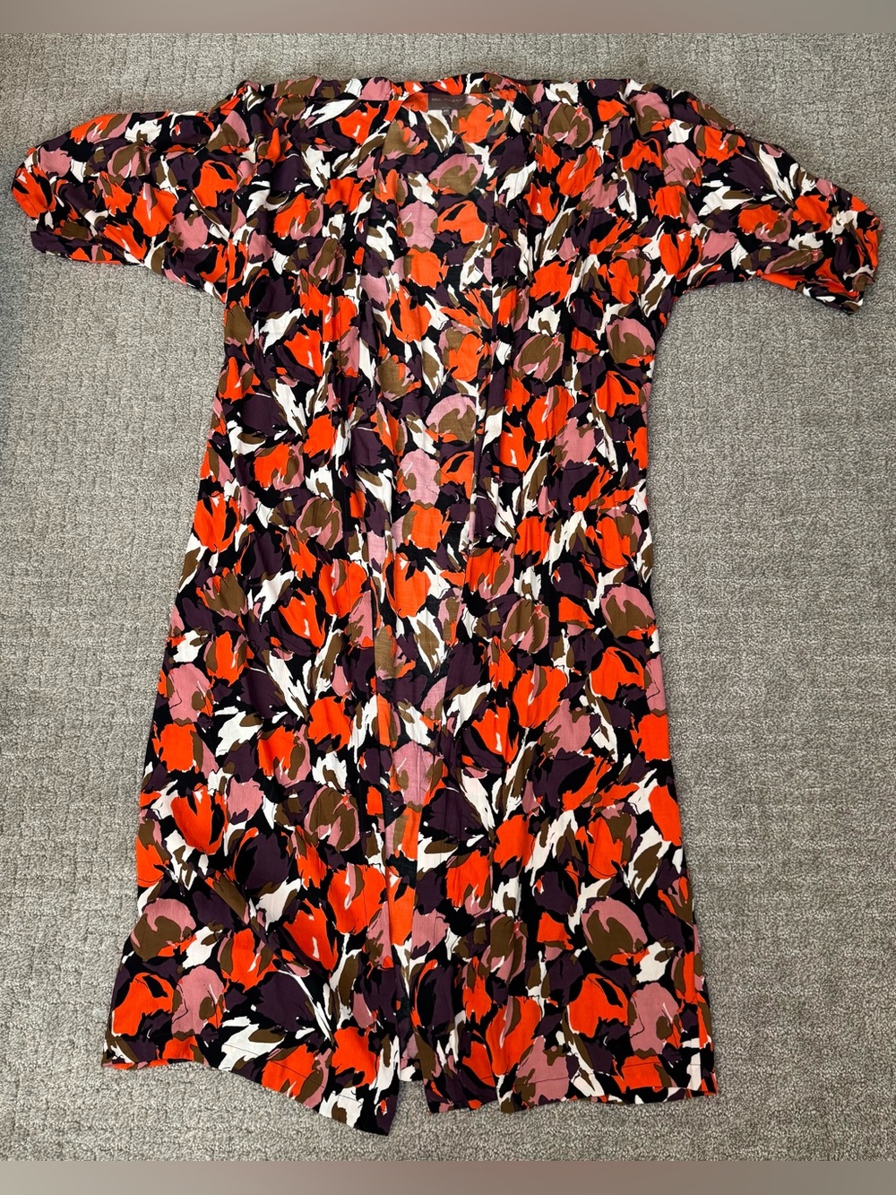 BEL KAZAN One Size Oversized Kimono Cardigan Orange Purple Floral Robe OS